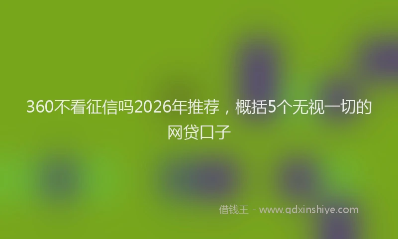 360不看征信吗2026年推荐，概括5个无视一切的网贷口子