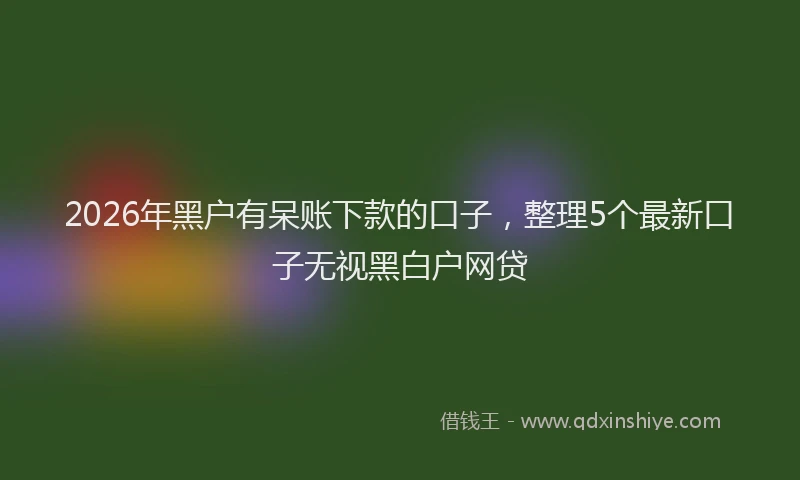 2026年黑户有呆账下款的口子，整理5个最新口子无视黑白户网贷