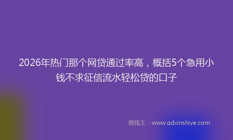 2026年热门那个网贷通过率高，概括5个急用小钱不求征信流水轻松贷的口子