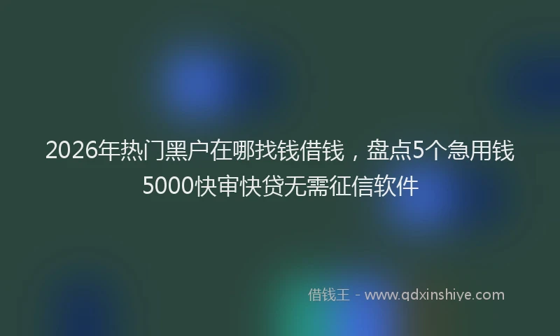 2026年热门黑户在哪找钱借钱，盘点5个急用钱5000快审快贷无需征信软件
