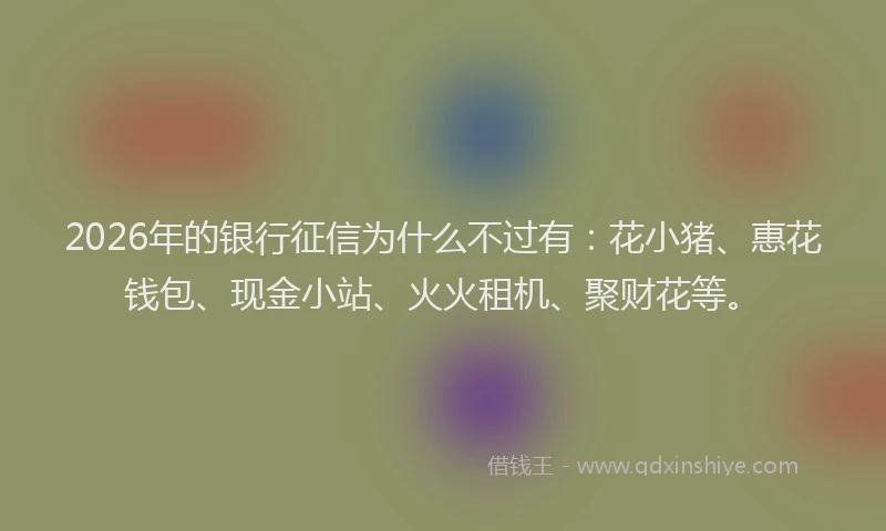 2026年的银行征信为什么不过有：花小猪、惠花钱包、现金小站、火火租机、聚财花等。