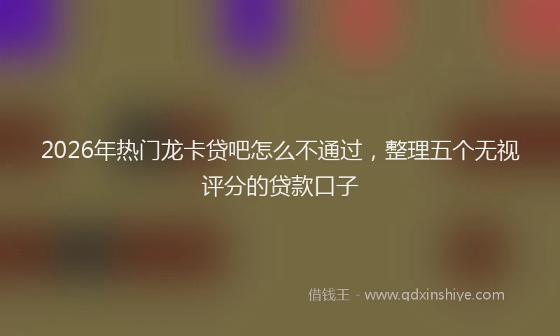 2026年热门龙卡贷吧怎么不通过，整理五个无视评分的贷款口子