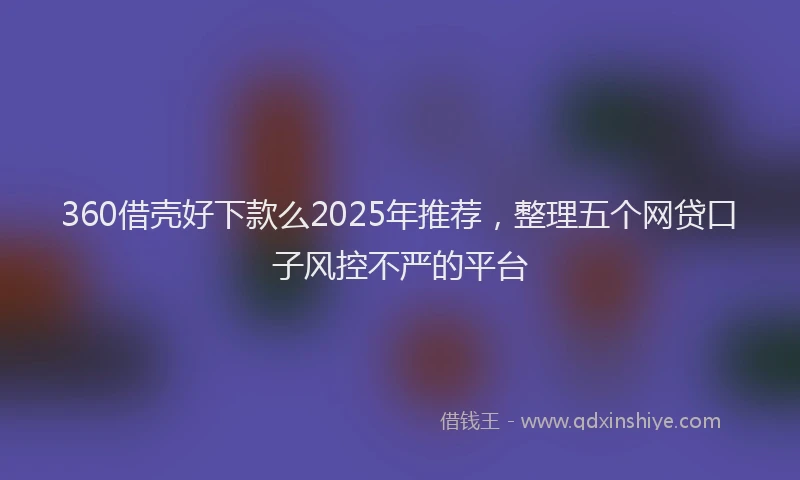 360借壳好下款么2025年推荐，整理五个网贷口子风控不严的平台