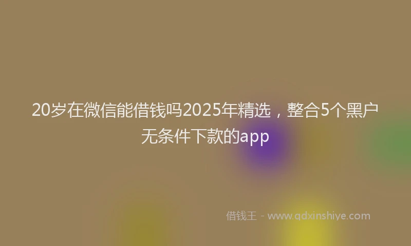 20岁在微信能借钱吗2025年精选，整合5个黑户无条件下款的app