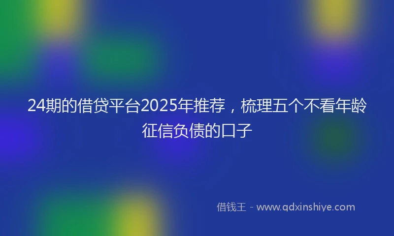 24期的借贷平台2025年推荐，梳理五个不看年龄征信负债的口子