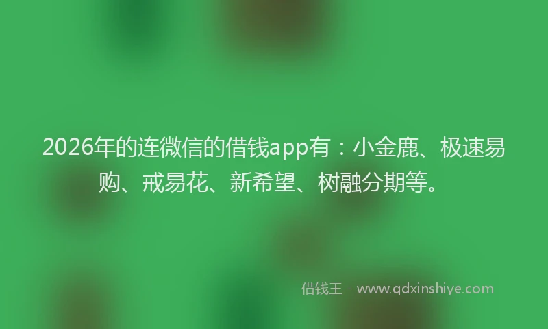 2026年的连微信的借钱app有：小金鹿、极速易购、戒易花、新希望、树融分期等。