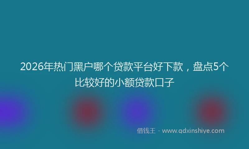 2026年热门黑户哪个贷款平台好下款，盘点5个比较好的小额贷款口子