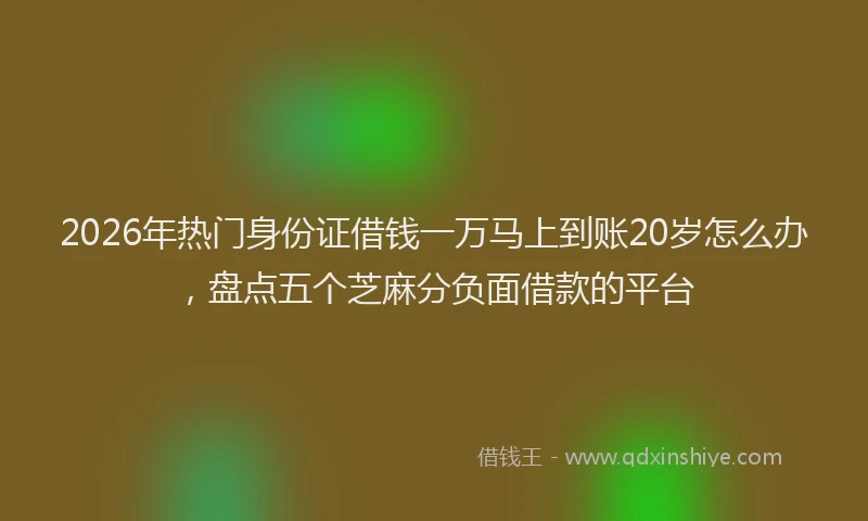 2026年热门身份证借钱一万马上到账20岁怎么办，盘点五个芝麻分负面借款的平台