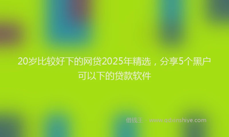 20岁比较好下的网贷2025年精选，分享5个黑户可以下的贷款软件