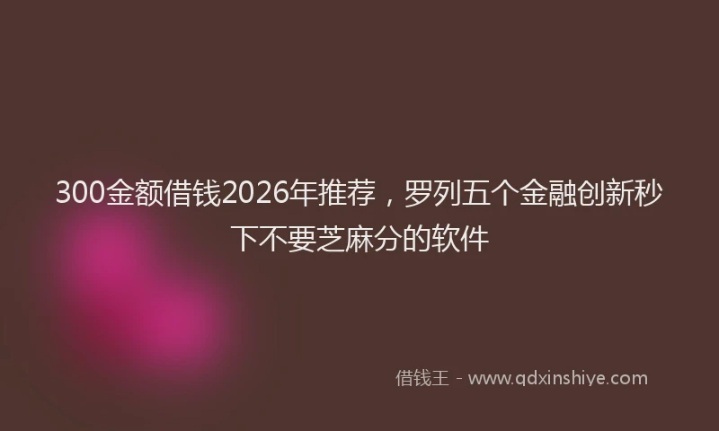 300金额借钱2026年推荐，罗列五个金融创新秒下不要芝麻分的软件