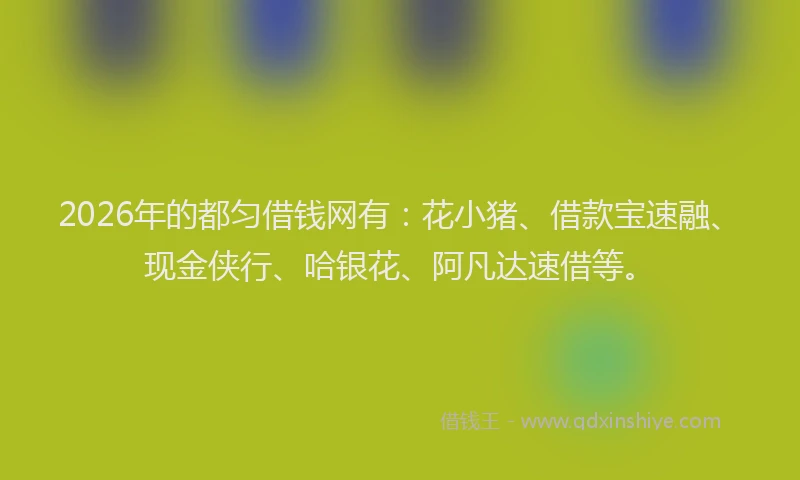 2026年的都匀借钱网有：花小猪、借款宝速融、现金侠行、哈银花、阿凡达速借等。