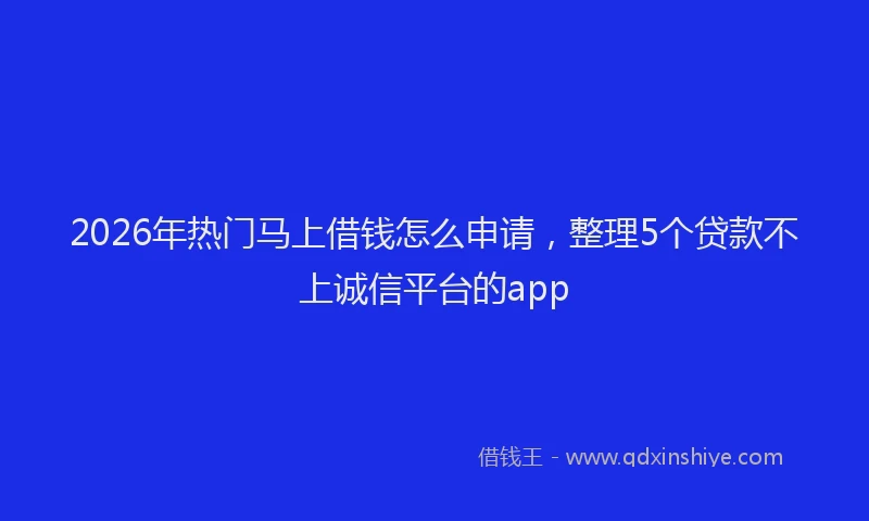 2026年热门马上借钱怎么申请，整理5个贷款不上诚信平台的app