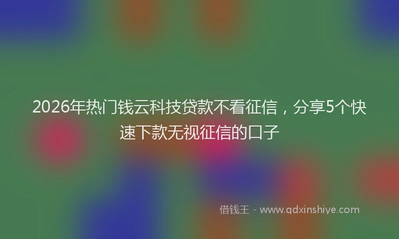 2026年热门钱云科技贷款不看征信，分享5个快速下款无视征信的口子