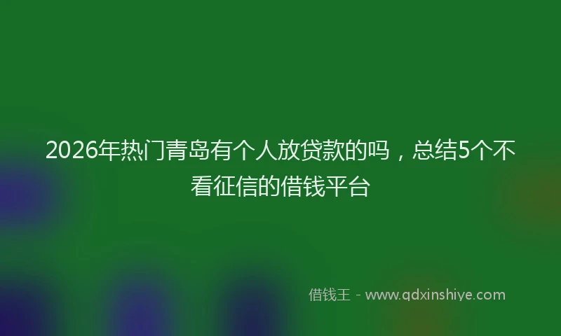 2026年热门青岛有个人放贷款的吗，总结5个不看征信的借钱平台