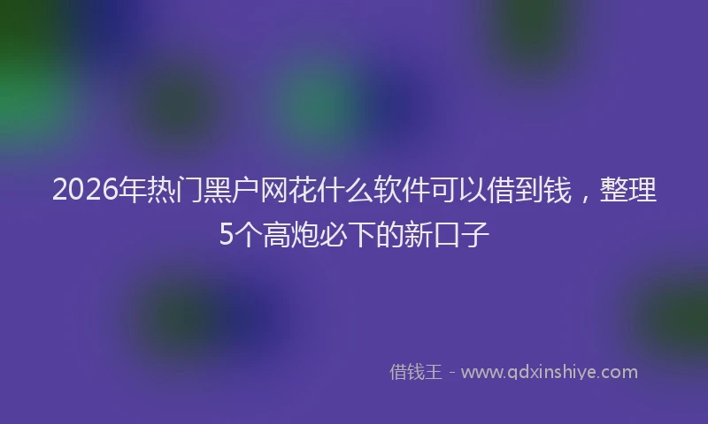 2026年热门黑户网花什么软件可以借到钱，整理5个高炮必下的新口子