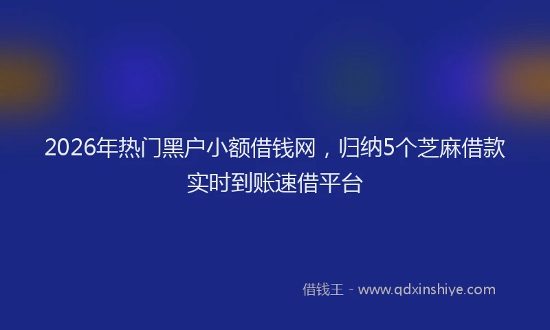 2026年热门黑户小额借钱网，归纳5个芝麻借款实时到账速借平台