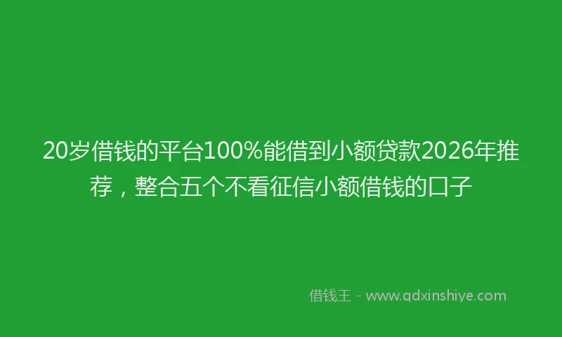 20岁借钱的平台100%能借到小额贷款2026年推荐，整合五个不看征信小额借钱的口子