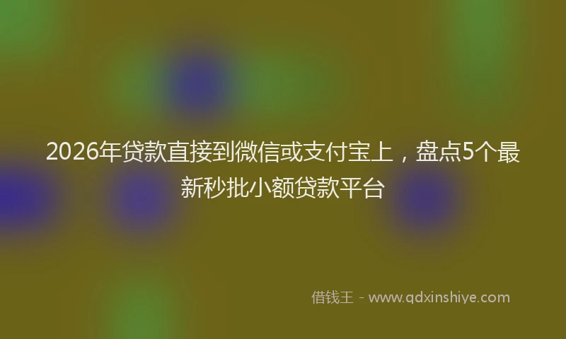 2026年贷款直接到微信或支付宝上，盘点5个最新秒批小额贷款平台