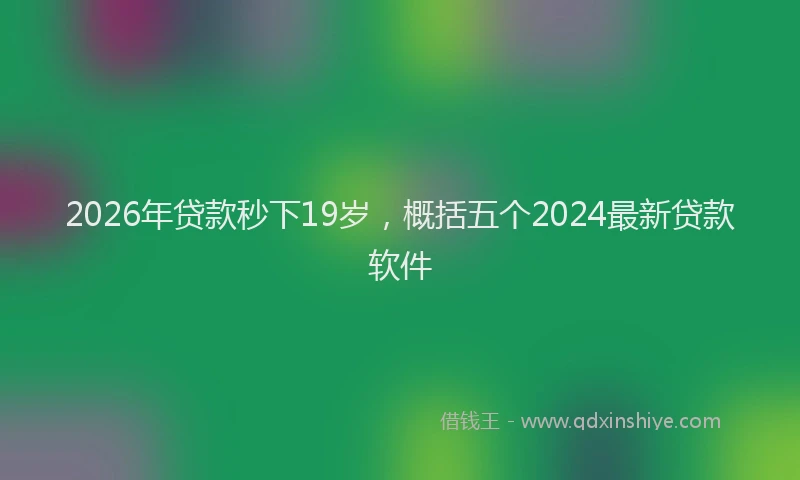 2026年贷款秒下19岁，概括五个2024最新贷款软件