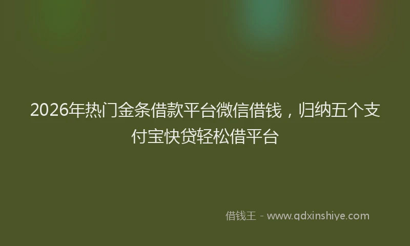 2026年热门金条借款平台微信借钱,归纳五个支付宝快贷轻松借平台