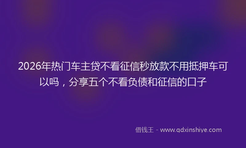 2026年热门车主贷不看征信秒放款不用抵押车可以吗，分享五个不看负债和征信的口子