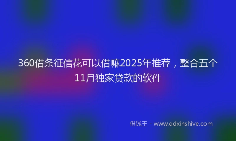 360借条征信花可以借嘛2025年推荐，整合五个11月独家贷款的软件