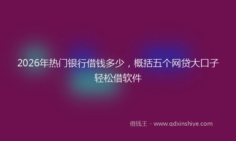 2026年热门银行借钱多少，概括五个网贷大口子轻松借软件