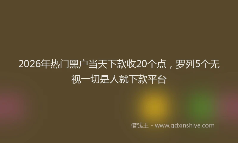 2026年热门黑户当天下款收20个点，罗列5个无视一切是人就下款平台