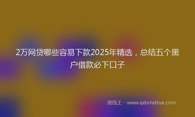 2万网贷哪些容易下款2025年精选，总结五个黑户借款必下口子