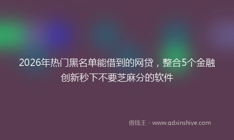 2026年热门黑名单能借到的网贷,整合5个金融创新秒下不要芝麻分的软件