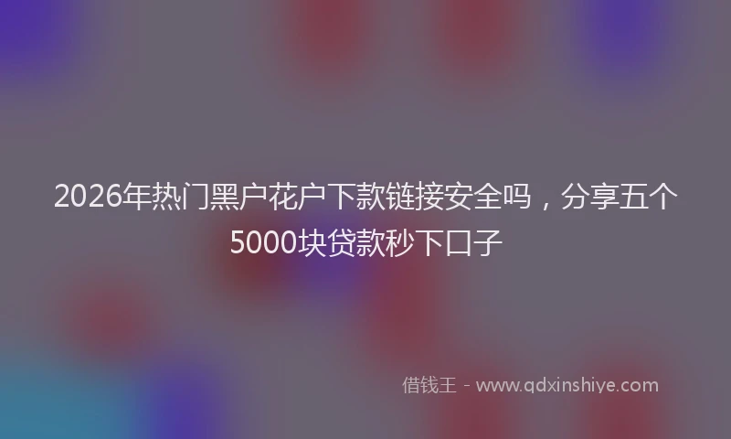 2026年热门黑户花户下款链接安全吗，分享五个5000块贷款秒下口子