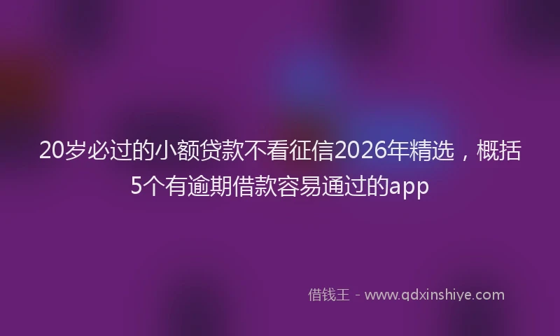 20岁必过的小额贷款不看征信2026年精选，概括5个有逾期借款容易通过的app