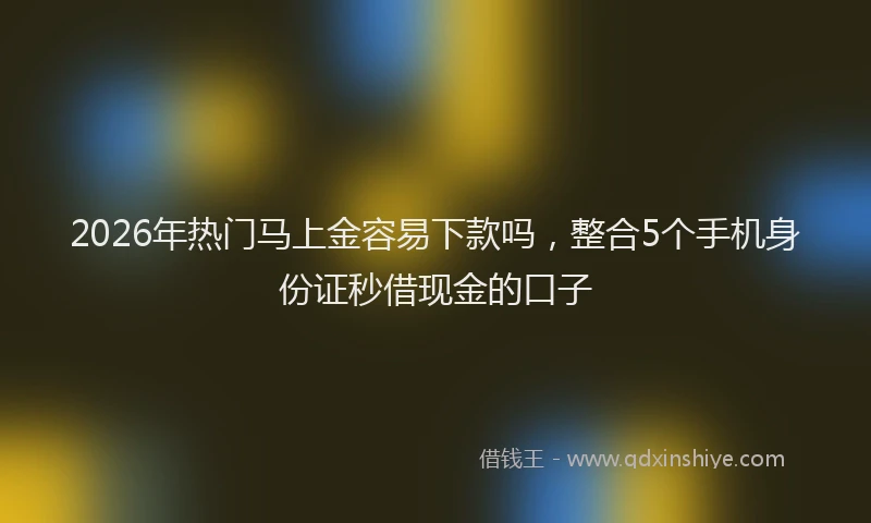 2026年热门马上金容易下款吗，整合5个手机身份证秒借现金的口子