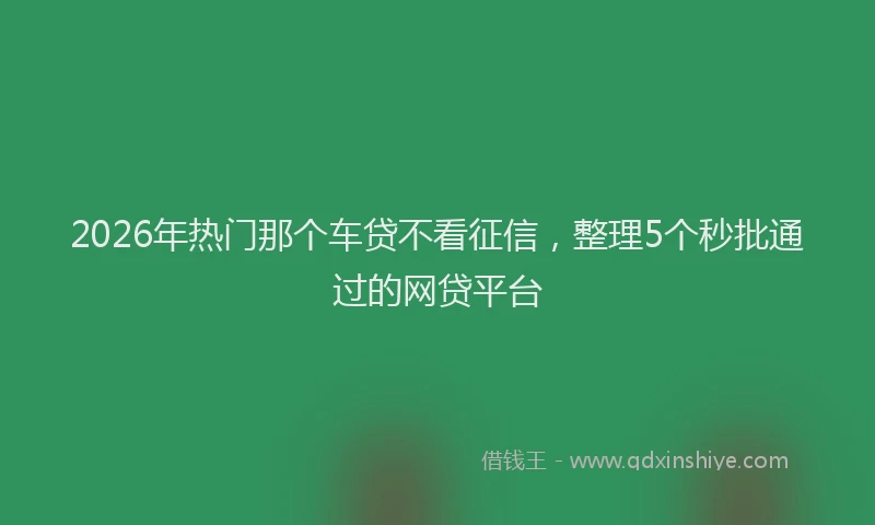 2026年热门那个车贷不看征信，整理5个秒批通过的网贷平台