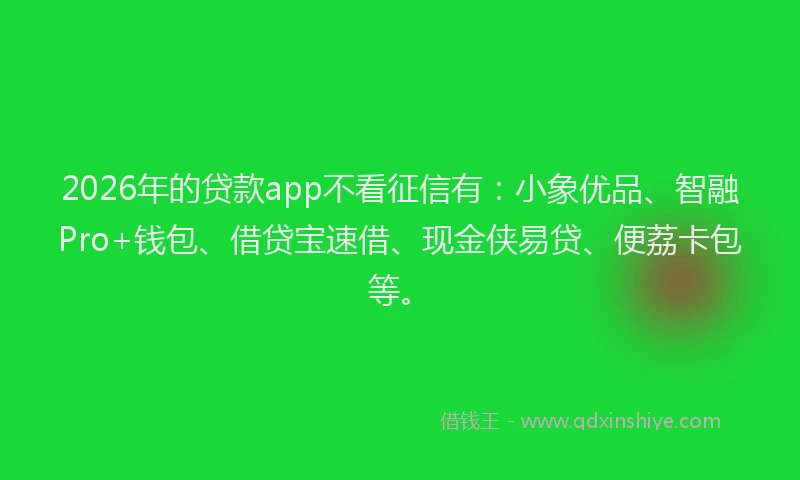 2026年的贷款app不看征信有:小象优品、智融Pro+钱包、借贷宝速借、现金侠易贷、便荔卡包等。