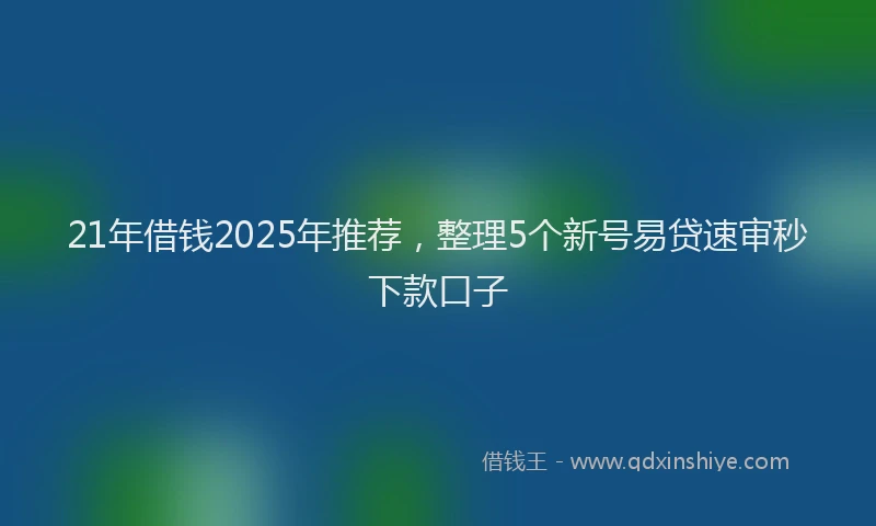 21年借钱2025年推荐，整理5个新号易贷速审秒下款口子