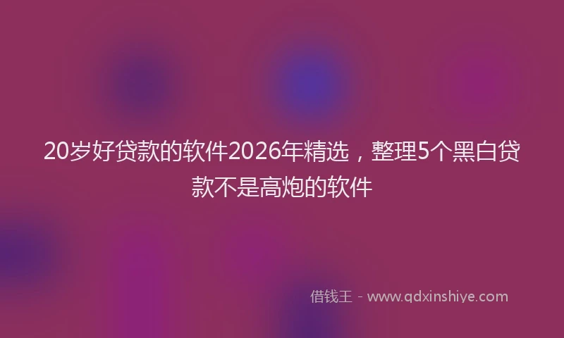 20岁好贷款的软件2026年精选，整理5个黑白贷款不是高炮的软件