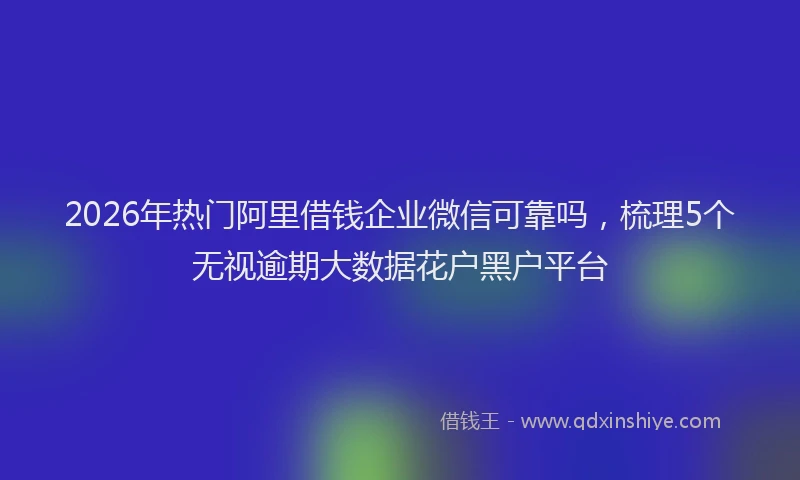 2026年热门阿里借钱企业微信可靠吗，梳理5个无视逾期大数据花户黑户平台