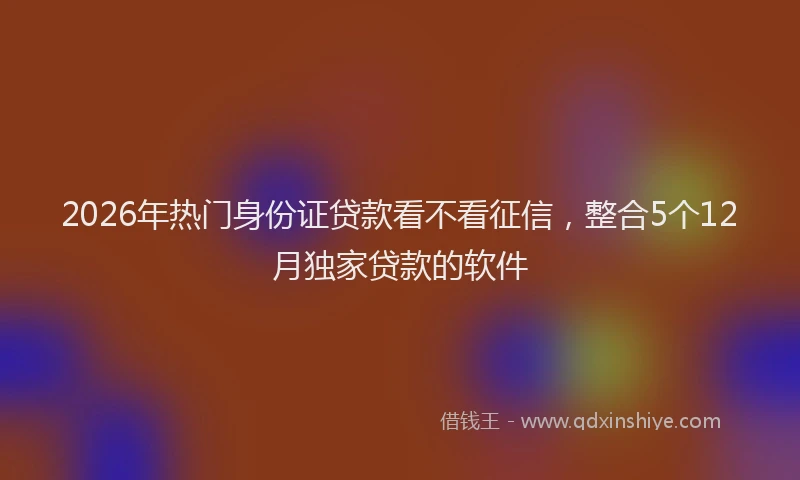 2026年热门身份证贷款看不看征信，整合5个12月独家贷款的软件