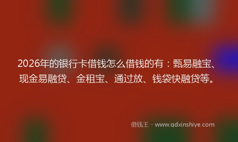 2026年的银行卡借钱怎么借钱的有：甄易融宝、现金易融贷、金租宝、通过放、钱袋快融贷等。