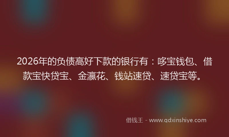 2026年的负债高好下款的银行有：哆宝钱包、借款宝快贷宝、金瀛花、钱站速贷、速贷宝等。