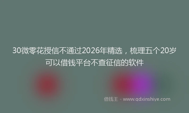 30微零花授信不通过2026年精选，梳理五个20岁可以借钱平台不查征信的软件