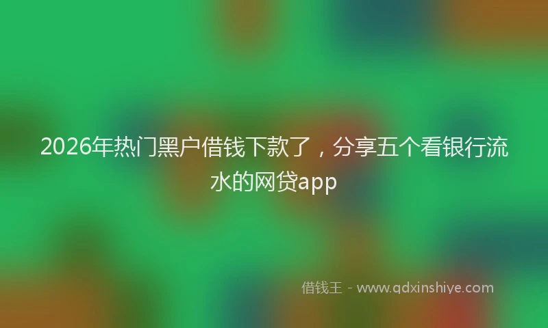 2026年热门黑户借钱下款了，分享五个看银行流水的网贷app