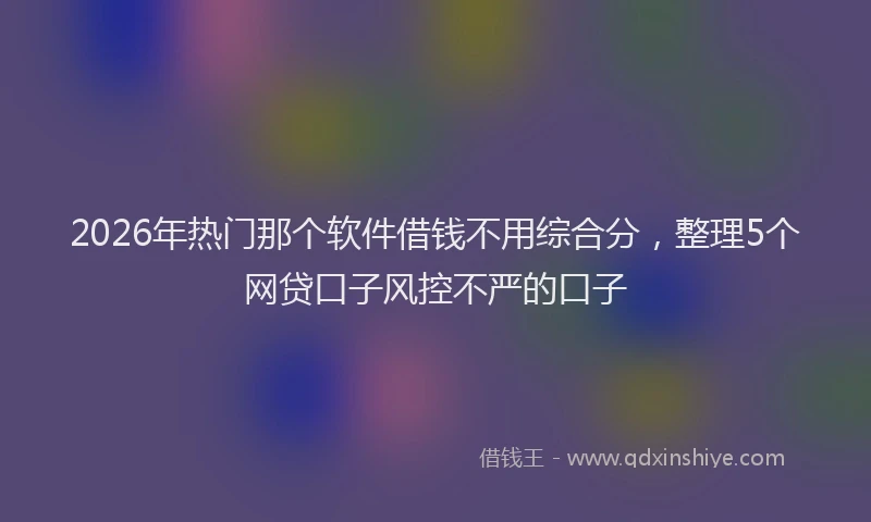 2026年热门那个软件借钱不用综合分，整理5个网贷口子风控不严的口子
