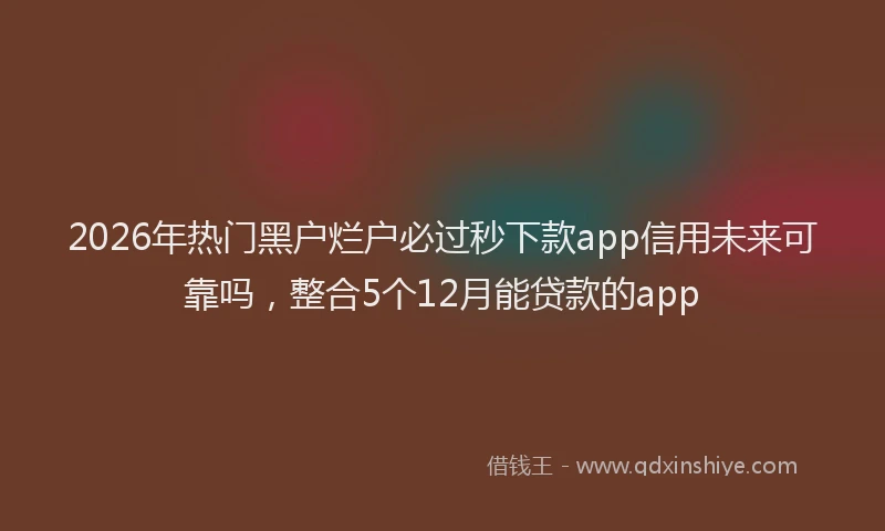 2026年热门黑户烂户必过秒下款app信用未来可靠吗，整合5个12月能贷款的app