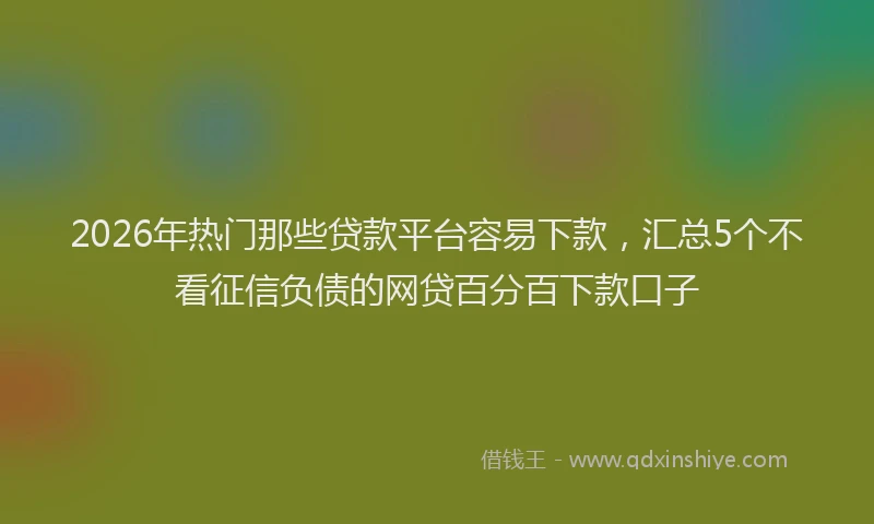 2026年热门那些贷款平台容易下款，汇总5个不看征信负债的网贷百分百下款口子