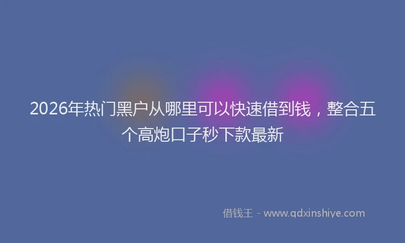 2026年热门黑户从哪里可以快速借到钱，整合五个高炮口子秒下款最新