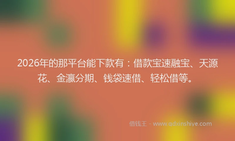 2026年的那平台能下款有：借款宝速融宝、天源花、金瀛分期、钱袋速借、轻松借等。
