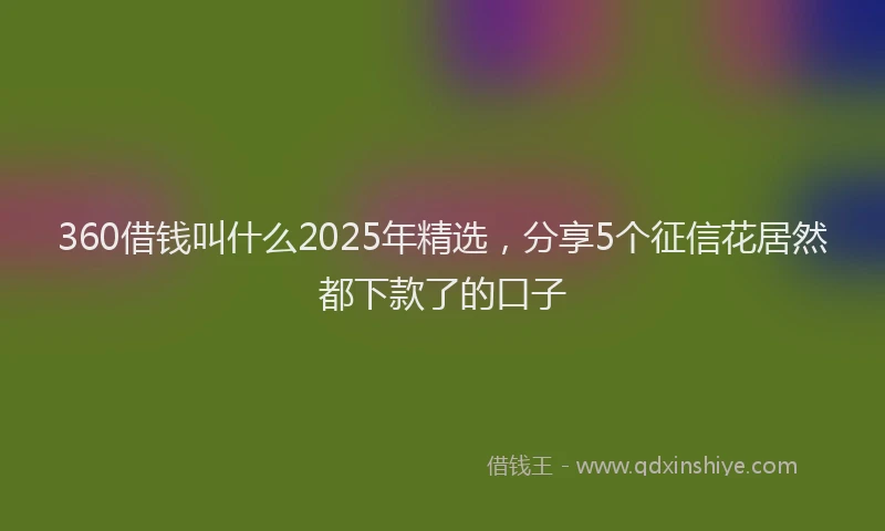 360借钱叫什么2025年精选，分享5个征信花居然都下款了的口子