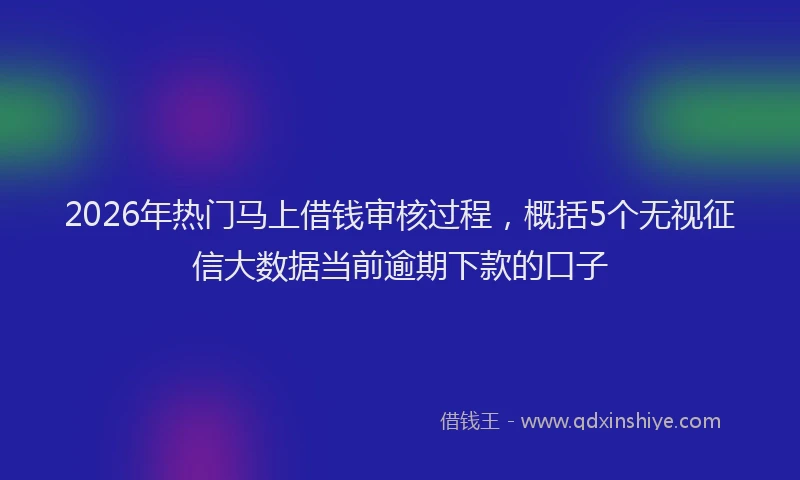 2026年热门马上借钱审核过程，概括5个无视征信大数据当前逾期下款的口子